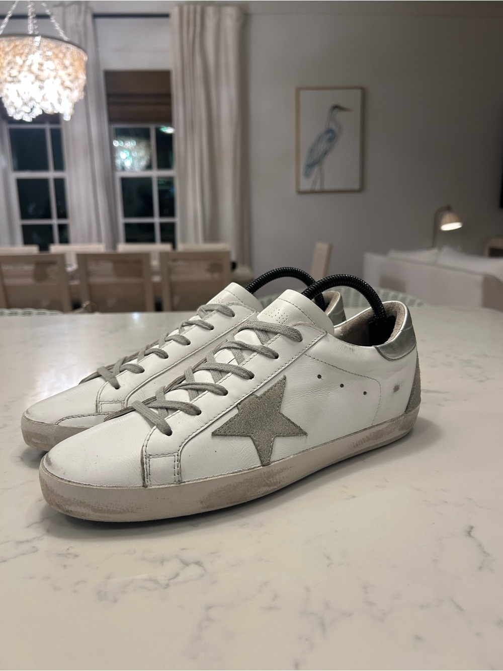 Men’s Golden Goose SuperStar EU 42 White Leather Gray Suede Star Silver Sneakers